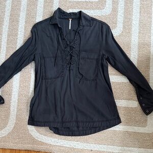 Free People lace up blouse xs